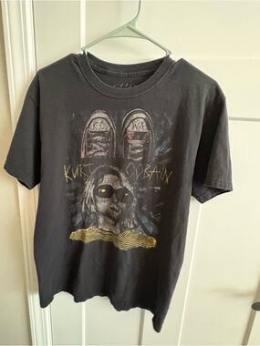 Kurt Cobain Nirvana Graphic Tee - Striped Shirt & Converse Rare Grunge M